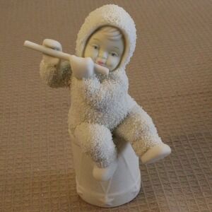 Dept 56 Snowbabies I'll Play A Christmas Tune Figurine Flute Drum White Angel